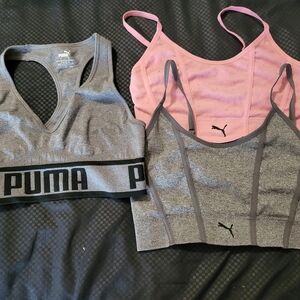PUMA Women's Gray and Pink Sports Bra Set